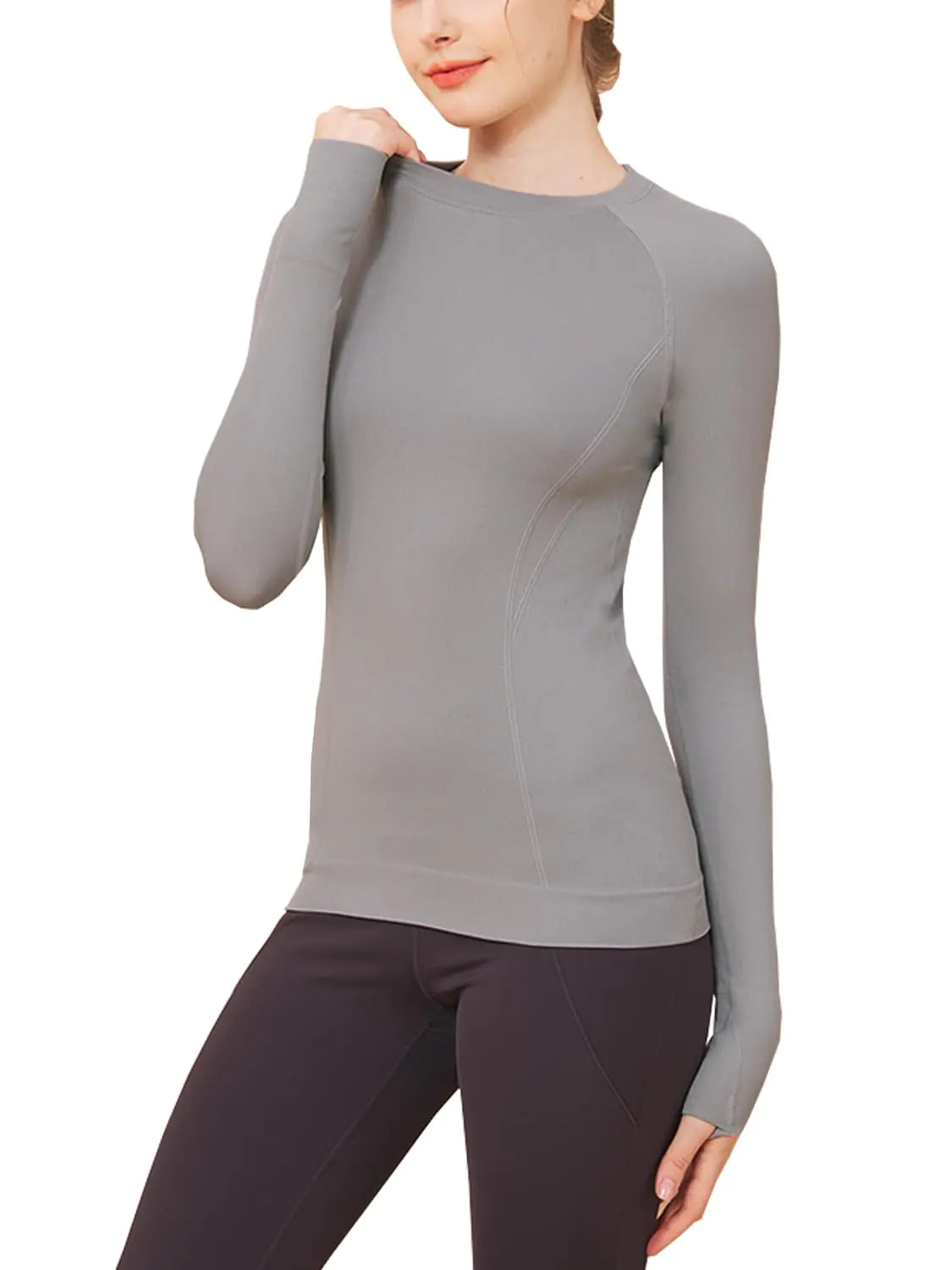 FelFory Workout Shirts for Women Long Sleeve Seamless Workout Tops